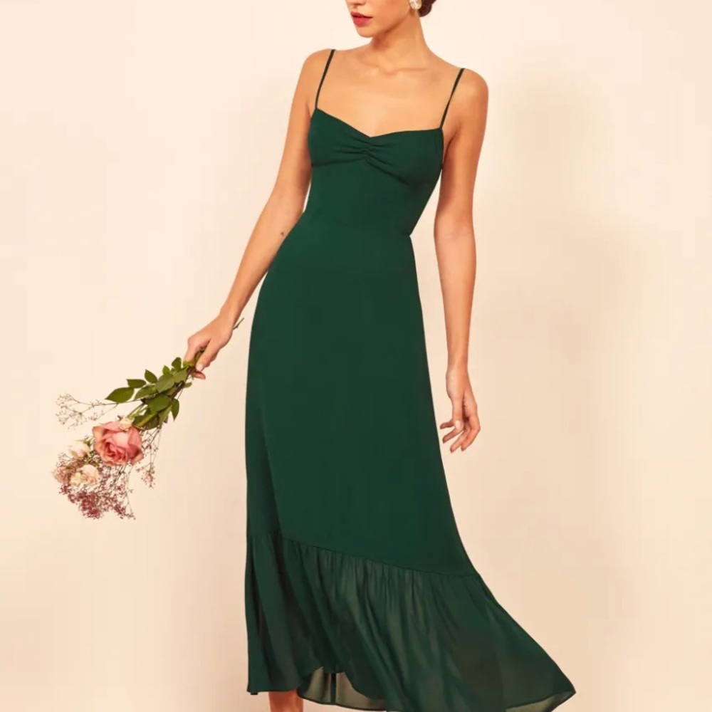 Reformation Emersyn Dress in Emerald